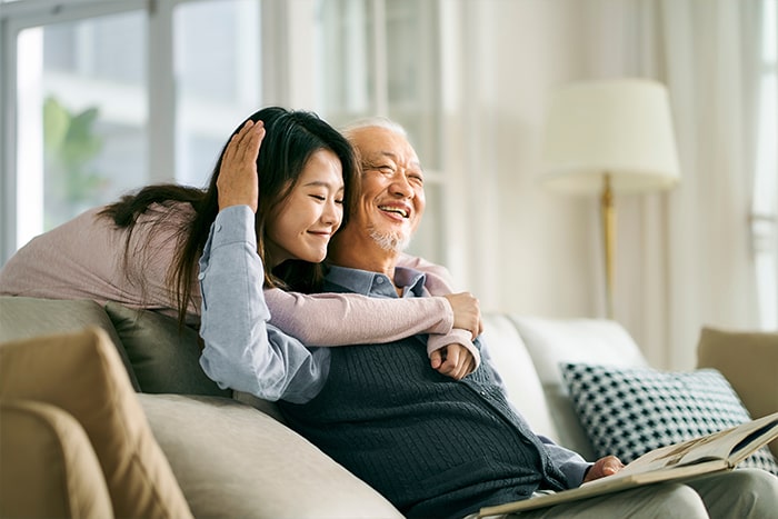 a young lady and her old father
